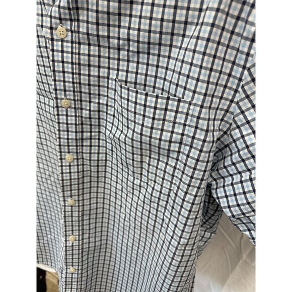 Croft & Barrow Mens Easy Care Blue Plaid Button Down Shirt Size L Short Sleeve - Picture 3 of 11